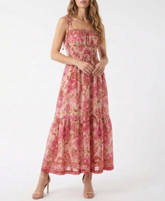 Women's Square Neck Floral Smocked Pull-On Dress