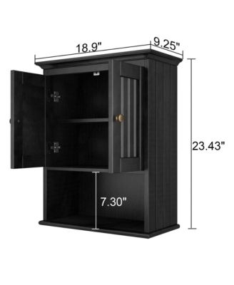 Wood Wall Cabinet Bathroom Storage Rustic Mounted Adjustable Shelf Two Doors Multi Purpose Organizer