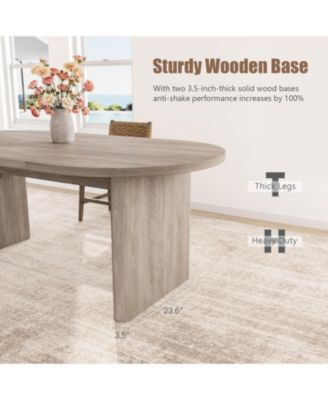 70.8'' Oval Dining Table for 6–8, Farmhouse Table with Sturdy Wooden Base, Rustic Oak Finish for Kitchen & Dining Room