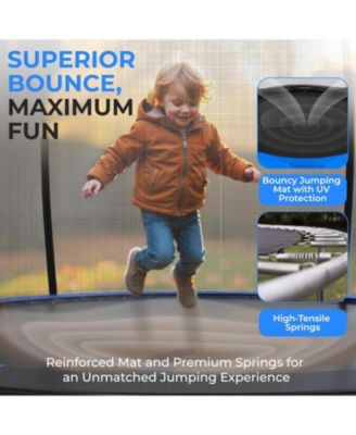 Kids 14ft Pumpkin Recreational Trampoline with Safety Net and Basketball System