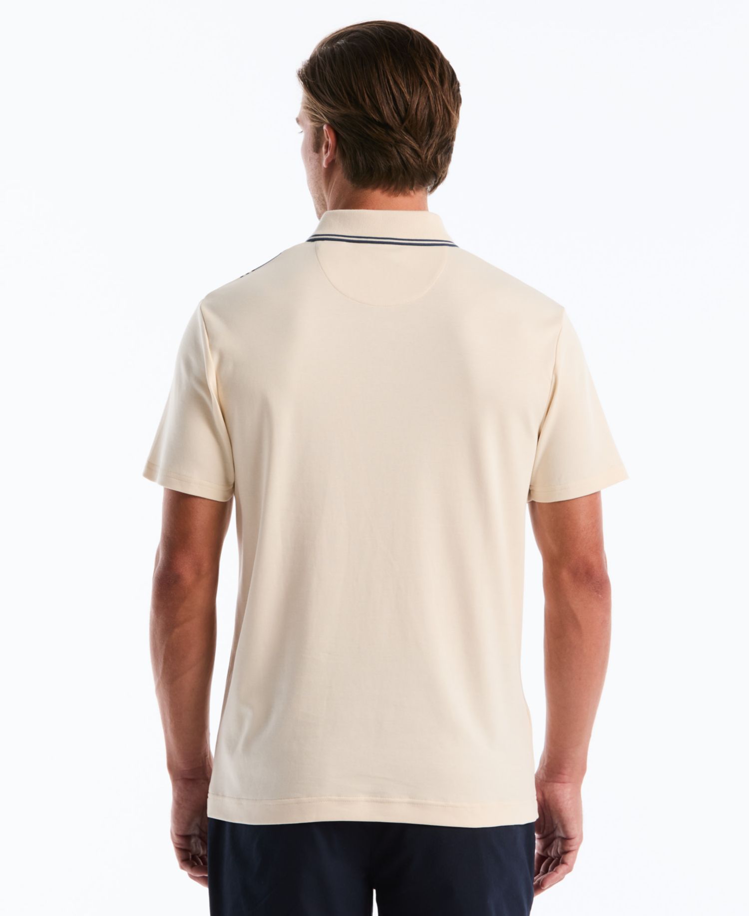 Men's Cotton Jacquard Vertical Stripe Short-Sleeve Polo Shirt