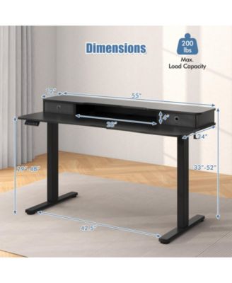 Adjustable Electric Standing Desk with 2 Drawers for Home Office