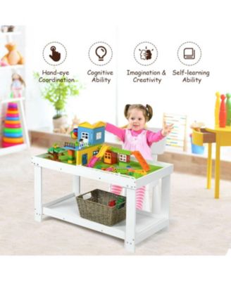 Multifunctional Wood Kids Activity Play Table with Storage Shelf