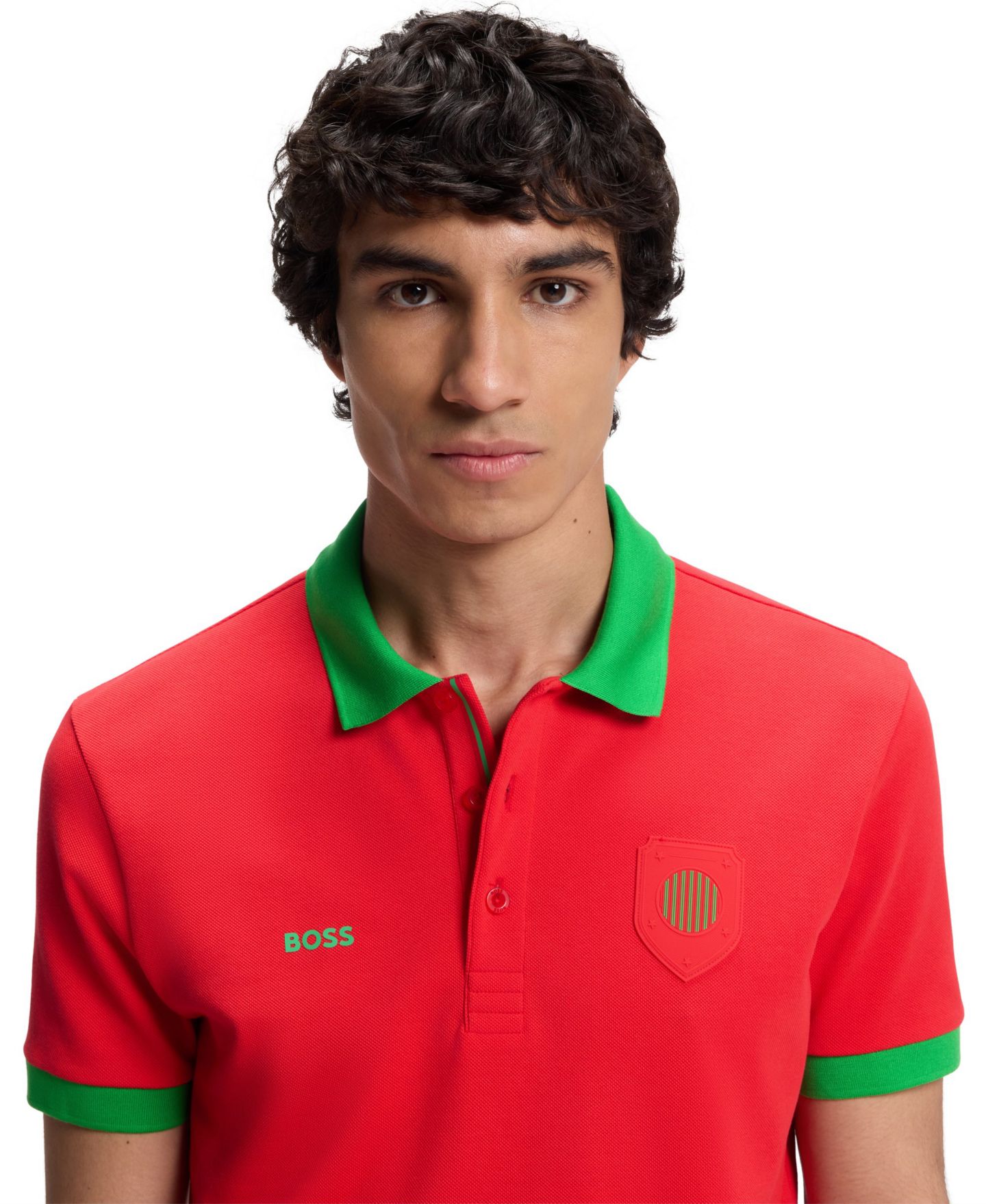 Мужское поло Hugo Boss Paddy Portugal Country Flag Trim Polo Shirt, цвет: Красный — фото 4