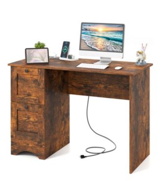 43 in Computer Desk Workstation with 2 Drawers and Integrated Charging Station