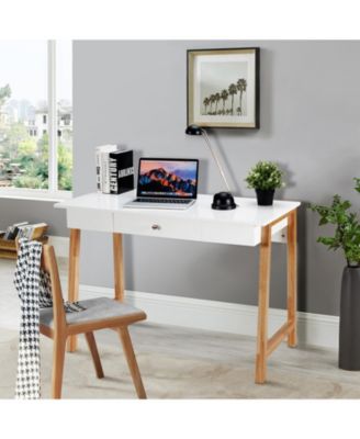 42 in Writing Desk with Storage Drawer and Rubberwood Legs