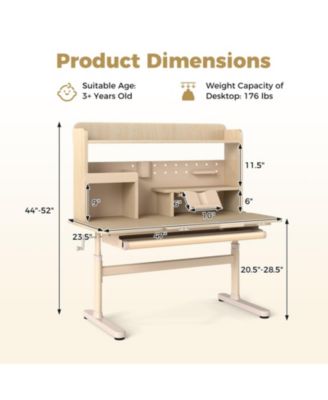 Height Adjustable Kids Writing Desk with Tilt Desktop and Book Stand