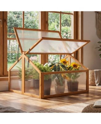 Wood Cold Frame Greenhouse with Openable Transparent Roof