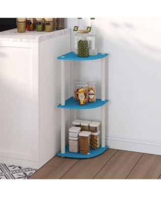 3 Tier Decorative Corner Bookshelf Display Rack, Blue