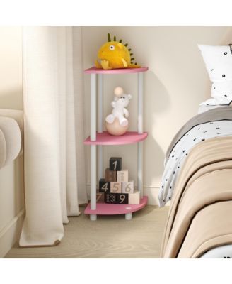 3 Tier Decorative Corner Bookshelf Display Rack, Pink
