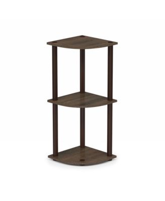 3 Tier Decorative Corner Bookshelf Display Rack, Walnut