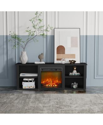 Modern Fireplace TV Stand for TVs up to 65" with 1400W Electric Fireplace, Americano