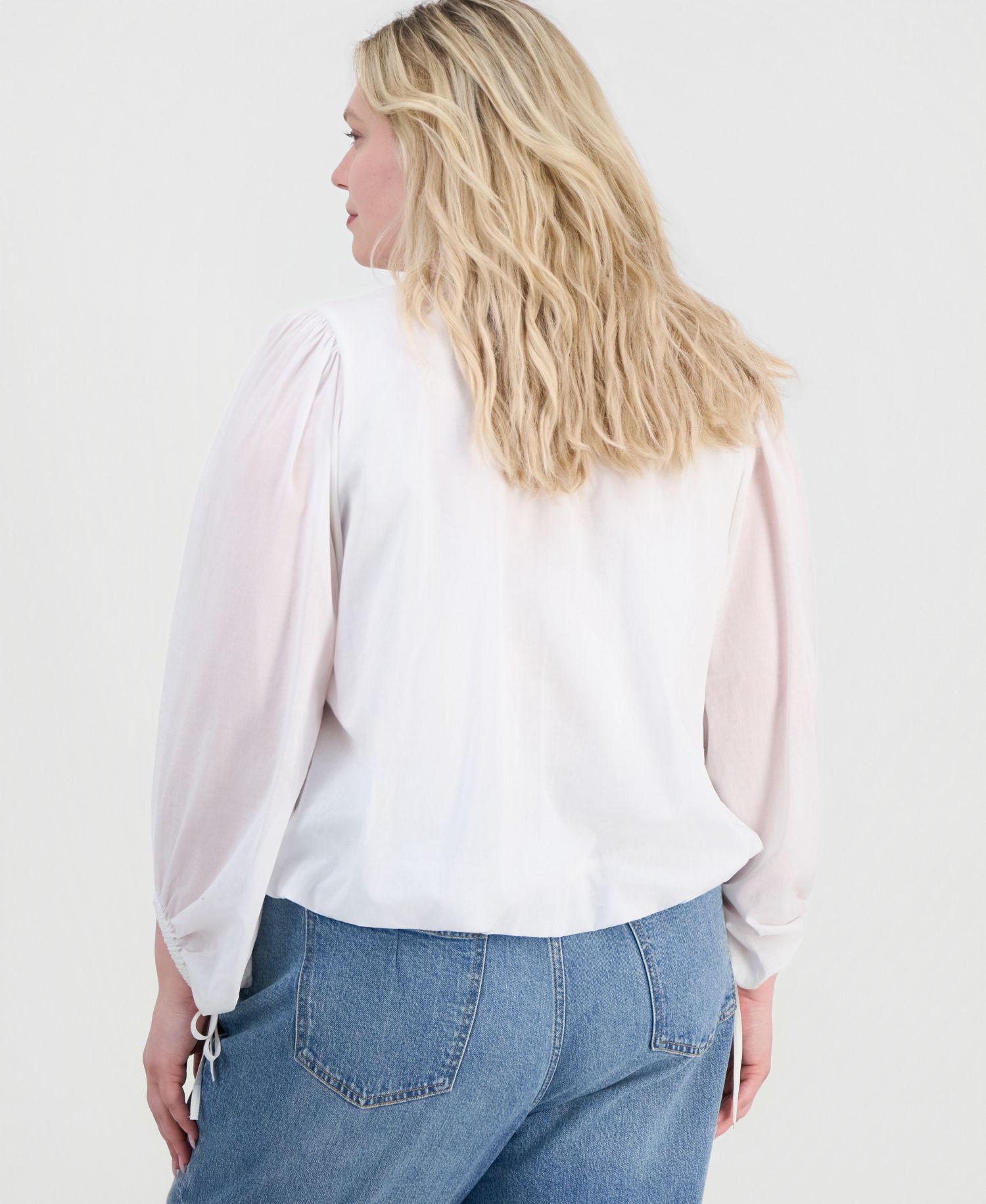 Plus Size Tie-Front Cotton Blouse