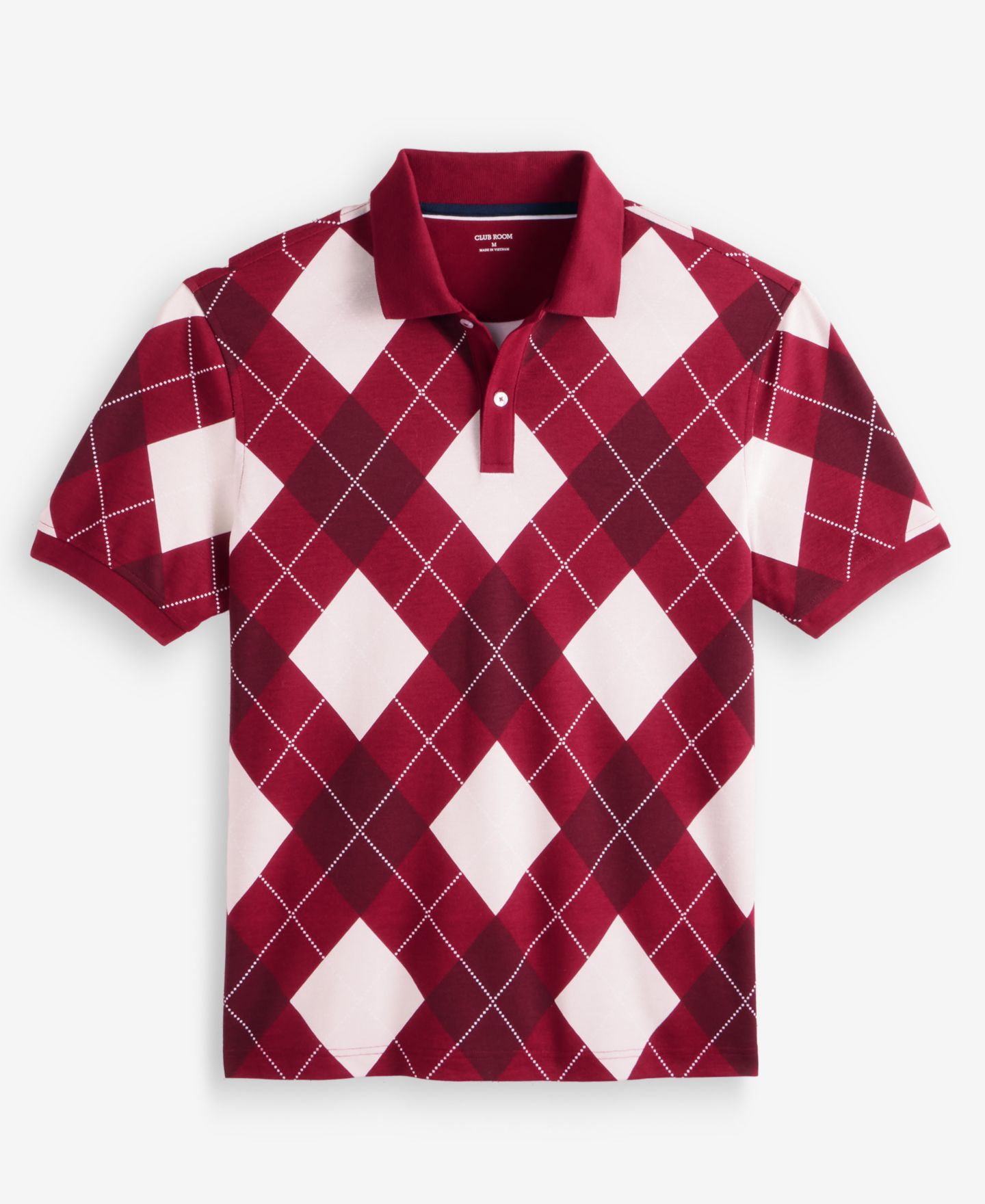 Мужское поло Club Room Argyle Polo Shirt, цвет: С ромбами малиновый комбинированный — фото 5