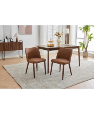 Dining Chair Set of 4, Linen Upholstered Dining Chair with Solid Wood Legs, Wing Backrest, Wooden Kitchen Chair