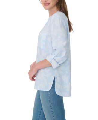 Women's Linen Band Collar Top