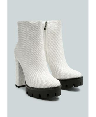 Womens Moleski Textured Block Heeled Boots