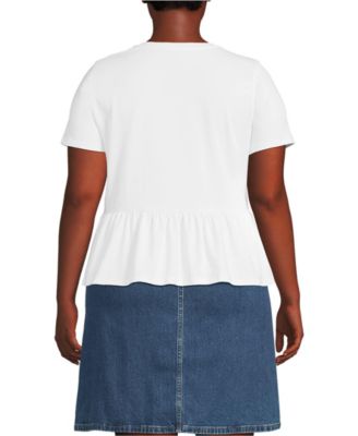 Plus Size Short Sleeve Lightweight Jersey Crew Neck Peplum Tee