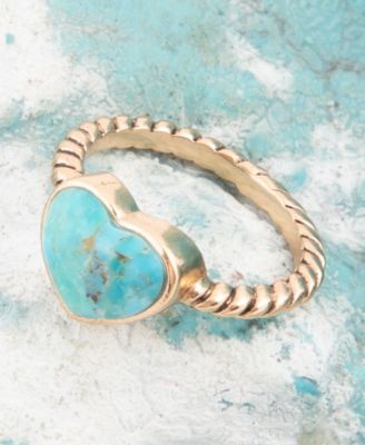 Rope My Heart Blue Turquoise and Golden Ring