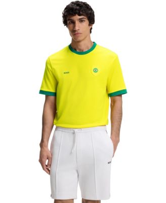 BOSS by Men's Stretch-Cotton Brazil Country Flag Logo T-Shirt