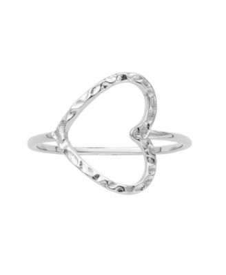 Silver Hammered Open Heart Ring