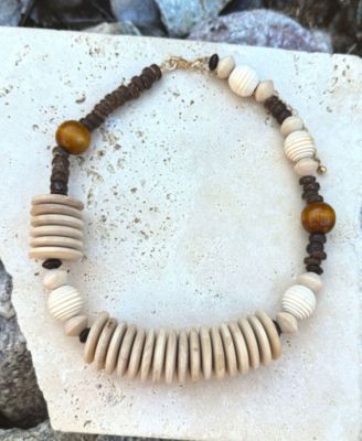 Mixed Wood Disc Adjustable Disc Necklace
