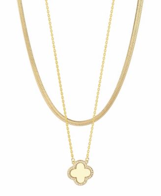 Gold 2-Piece Clover Pendant and Chain Necklace Set