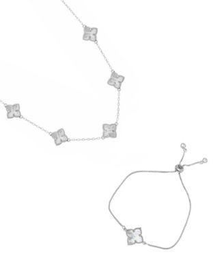 Mother of Pearl Silver 2-Piece Flower Set