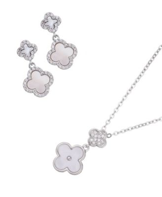 Mother of Pearl Silver 2-Piece Clover Set