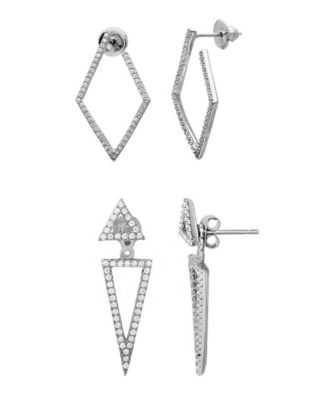 CZ Silver 2-Piece Jacket and Hoop Earring Set