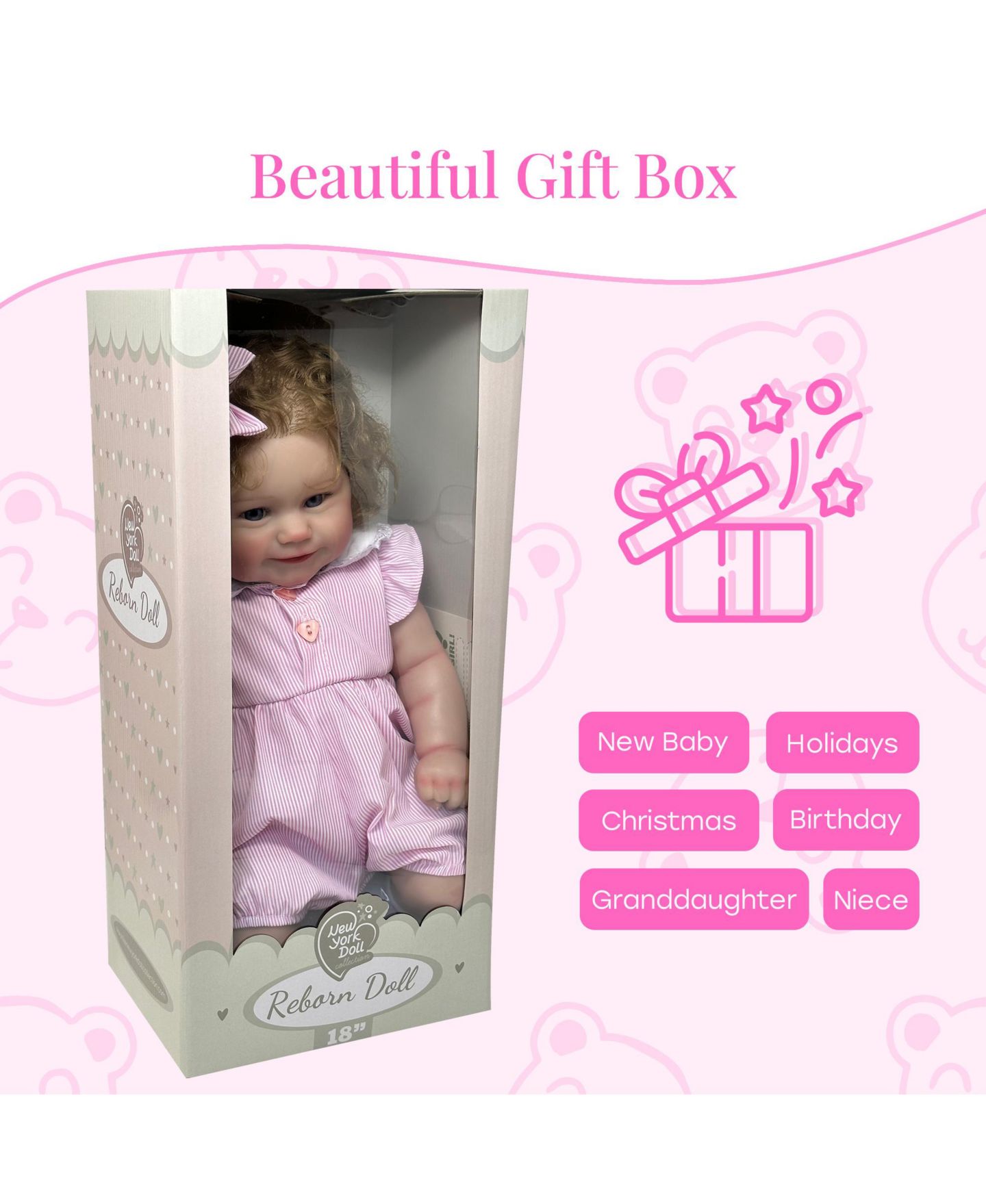 Кукла-реборн The New York Doll Collection 18 дюймов, как живая, цвет: Белый — фото 6