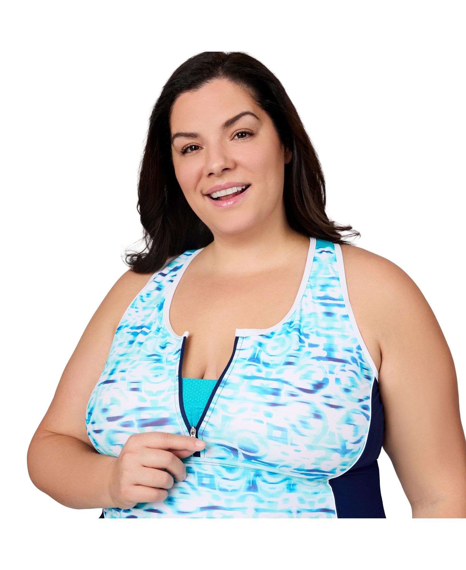 Plus Size Mesh Racerback Tankini Top