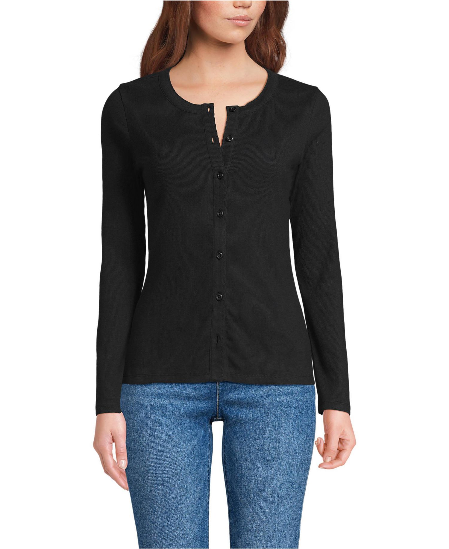 Women's Long Sleeve Micro Rib Button Through Cardigan