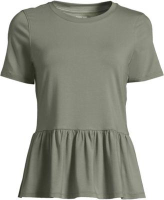 Plus Size Short Sleeve Lightweight Jersey Crew Neck Peplum Tee