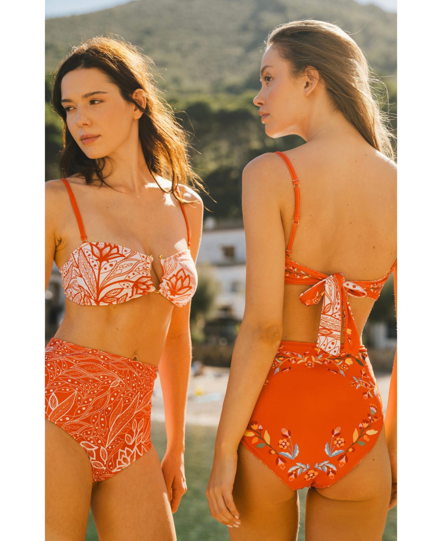 Women's Scarlet Bloom Reversible Square Bandeau Top