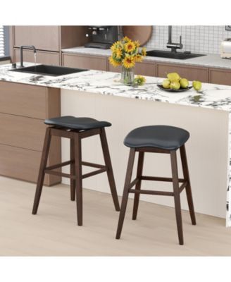 Set of 2 Swivel Bar Stools 31'' Bar Chairs w/ Padded Contoured Seat and Footrest