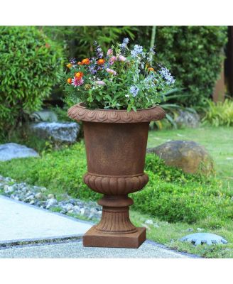 Rustic Brown MgO Indoor/Outdoor Urn Planter, 15" Diameter