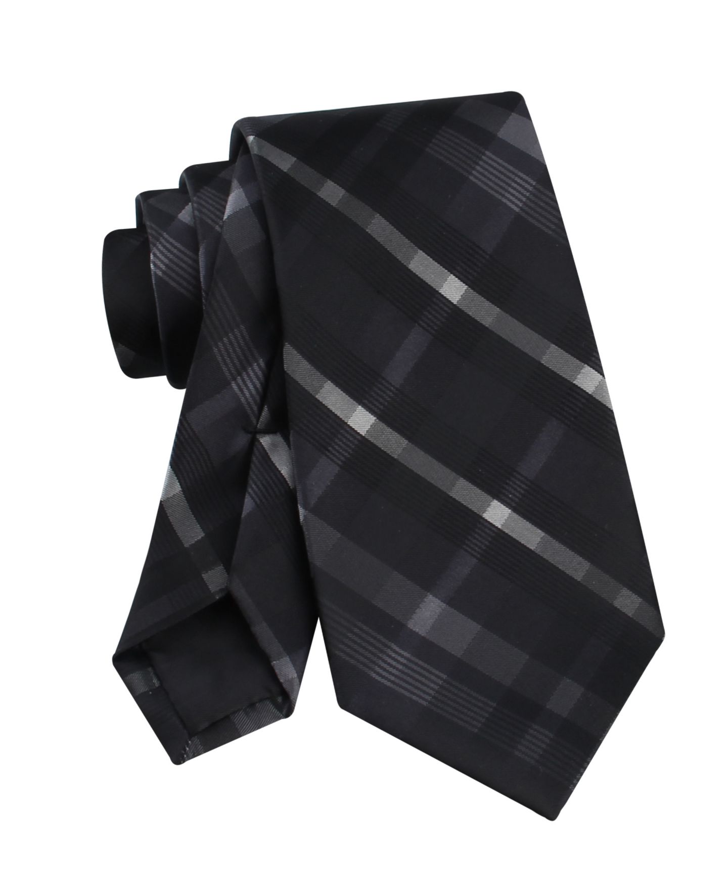 Мужской галстук Calvin Klein Drogo Plaid Pattern Tie, цвет: Чёрный — фото 4