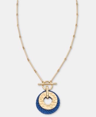 Gold-Tone Long Disc Pendant Necklace