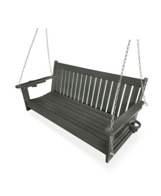 3-Seater HDPE Porch Swing 5 FT Bench Swing with Foldable Cup Holders
