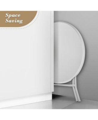 23.6'' Cocktail Table White High Top Folding, Round Portable Bar Height Folding Table with Removable Legs Indoor Outdoor Banquet for Party