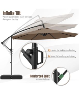 10 ft Offset Hanging Patio Cantilever Umbrella with Tilt