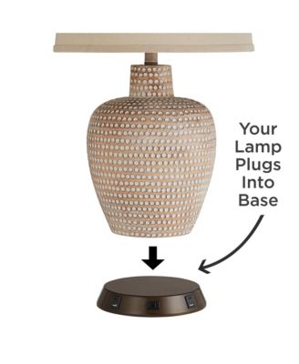 Modern Workstation Table Lamp Base with USB and AC Power Outlet Universal Charging Bronze Touch On Off Living Room