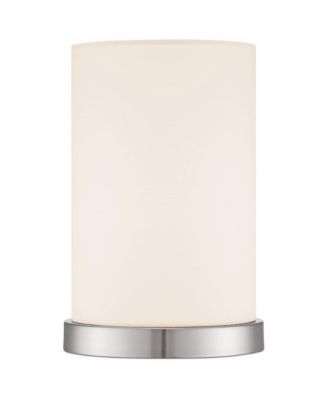 Modern Desk Table Lamp High Silver Metal Fabric Cylinder Shade for Bedroom Bedside Office