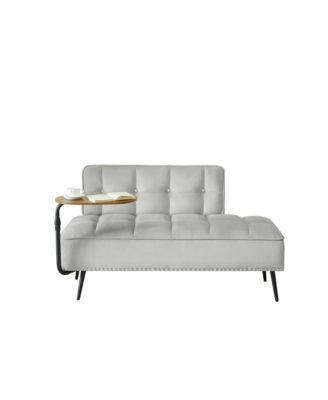 Loveseat Sofa - 54" Velvet Upholstered 2-Seater Couch with Rotating Side Table and Memory Foam for Living Room, Bedroom