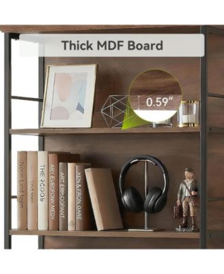 72'' Wooden Bookcase, 5-Tier Farmhouse Bookshelf, Free-Standing Display Storage Shelves