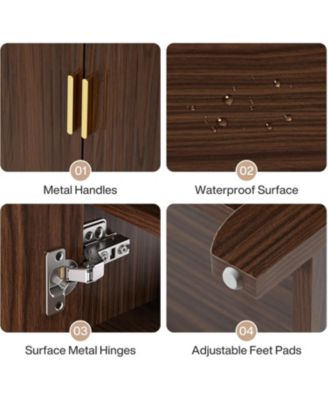 6-Tier Wooden Shoe Cabinet with Doors, Freestanding Shoe Storage Organizer with Adjustable Shelves, Holds Up to 24 Pairs