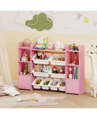 56 in Large Kids Toy Storage Organizer with Bins and Bookshelf