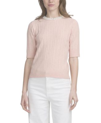 Women's Fine Gauge Embellished Neck Top