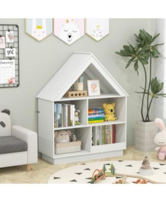 House-Shaped 3-Tier Toy Organizer with Open Storage Shelves